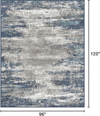 Bavni 8x10 Area Rugs, Modern Living Room Rugs, Large Machine Washable Rug Non-Slip, Soft Pet Friendly Rugs for Bedroom, Playroom, Dining Room, Indoor, Blue/Ivory