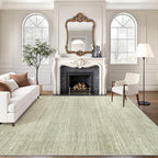 Art&Tuft Washable Rugs 9x12, Low Pile Area Rugs 9x12 Living Room - Non Slip and Stain Resistant Soft Thin Rug for Bedroom, Dining Room, Kitchen, Office, Green