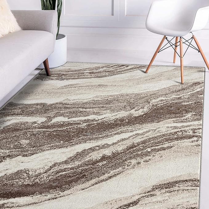LUXE WEAVERS Lagos Collection 7983 Brown 5x7 Art Deco Geometric Area Rug