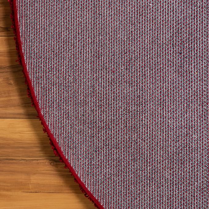 Unique Loom Solid Shag Collection Area Rug (6' 1" Round, Cherry Red)