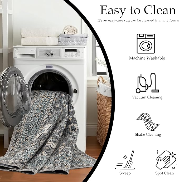 Area Rug Non Slip Machine Washable Ultra Soft Living Room/Bedroom/Kitchen/Outdoor/Classroom Silver, 8'×10'