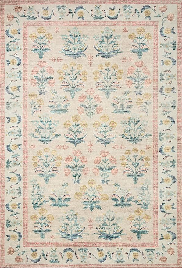 Loloi Rifle Paper Co. Eden Collection EDE-01 Mughal Rose Blush 2'-0" x 5'-0" Accent Rug feat. CloudPile™