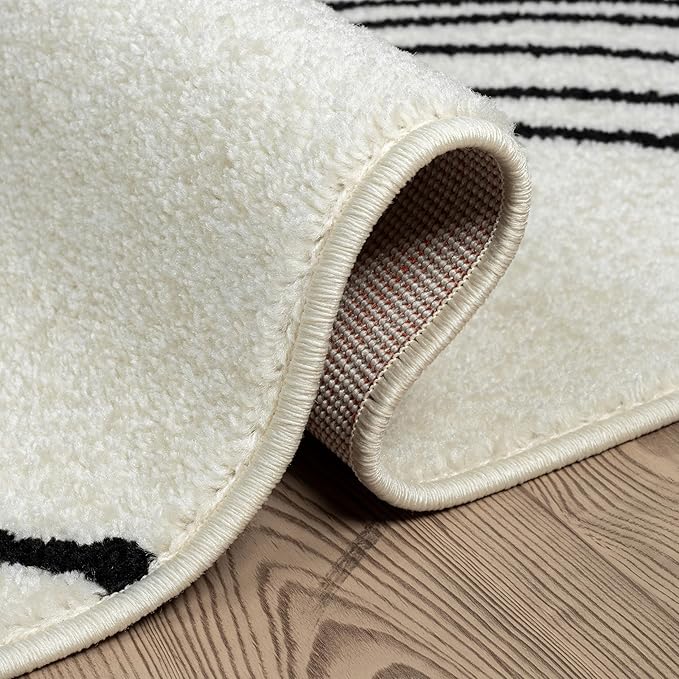 Abani Nuevo Beige Black Swirls Modern Area Rug 4' x 6' for Living Room, Bedroom - Abstract Design - Durable & Easy to Clean