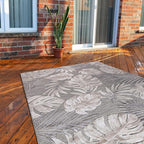 CAMILSON Indoor Outdoor Rug, Beige 5x7 Leaf Tropical Botanical Area Rugs for Indoor and Outdoor patios, Easy-Cleaning Non-Shedding Living Room, Garden and Kitchen Washable Outside Carpet (5 x 7)