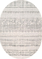 Rugshop Geometric Boho Oval Rug – Gray Tribal Pattern, Perfect for Dining Room, Living Room, 5' x 7' Oval