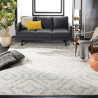 SAFAVIEH Area Rug 8x10 - Adirondack Collection - Large - Ivory & Light Blue, Geometric Trellis Pattern, Non-Shedding & Easy Cleaning, Ideal for Living Room, Bedroom, Office, Dining Space (ADR131T)