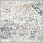 Square Area Rug Living Room Rugs - 6x6 Washable Large Soft Indoor Neutral Modern Abstract Low Pile Rug Carpet for Bedroom Dining Room Farmhouse Home Office - Beige Blue