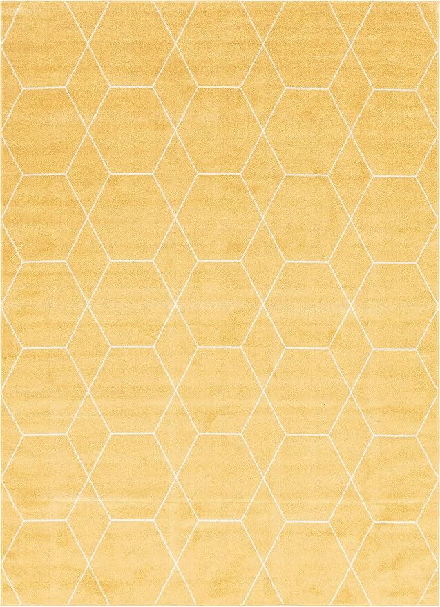 Unique Loom Trellis Frieze Collection Area Rug - Geometric (8' x 11', Yellow/ Ivory)