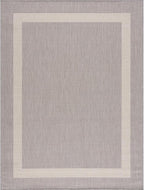 CAMILSON Outdoor Rug 8x10,Modern Outside Rugs for Patios Porches Waterproof Durable Washable Non-Shedding, Easy-to-Clean Indoor Outdoor Area Carpet (8 x 10, Bordered - Gray/White)