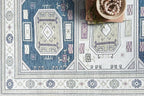 Fame Living Faded Oushak Rug, Turkish Vintage Floral Pastel Large Oversized Area Rugs for Living Room Dining Bedroom Kitchen Bathroom Nursery (848CrNv, 7'5" x 9'8")