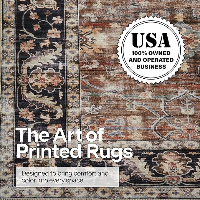 ReaLife Rugs Machine Washable Area Rug Runner - Living Room Bedroom Bathroom Kitchen Entryway - Padded Low Pile Stain Resistant Premium - Boho Farmhouse Vintage - BEV - Beige Tan Brown 2'6" x 8'