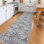 KILOCOCO Hallway Runner Rug 3'x10' Runners for Hallways Washable Runner Rug Non Slip Rubber Backed Low-Pile Runners for Bedroom Kitchen Living Room Laundry Room Boho Rugs, Grey