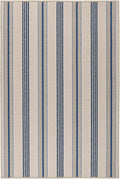 Dash & Albert Nimes Ticking Neutral Machine Washable Rug, 8.5 X 11.5 Feet, Blue Stripe Pattern