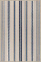 Dash & Albert Nimes Ticking Neutral Machine Washable Rug, 7.5 X 9.5 Feet, Blue Stripe Pattern