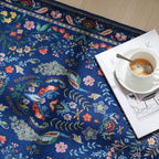 Rugcomf Round Rug 4ft Washable Circle Rug Floral Non Slip Low Pile Small Circular Rug for Bedroom, Bathroom, Entryway, Kids Room, Office(Blue)