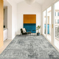 Vintage Dark Blue Rugs for Bedroom - 6x9 Distressed Print Pattern Large Area Rug for Living Room, Dining Room Under Table, Thin & Soft Washable Slate and Gray Décor