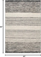 Mark&Day Wool Rugs, 4x6 Tervoort Global Black Area Rug, Blue Beige Carpet for Living Room, Bedroom or Kitchen (3'6" x 5'6")