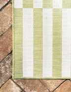 Unique Loom Outdoor Collection Classic Stripes, Transitional Indoor & Outdoor Area Rug, 8' 0 x 11' 0, Green/ Ivory