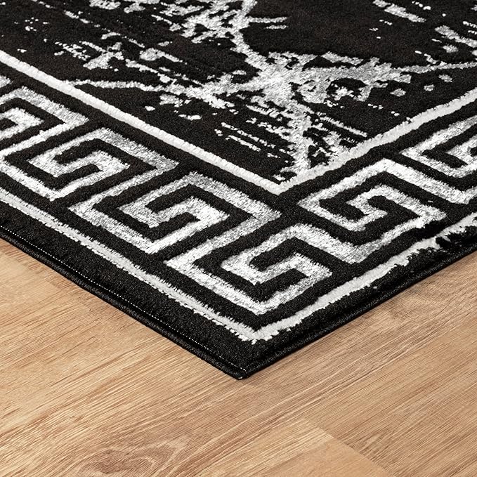 GLORY RUGS Area Rugs Marble 4x5 Black Gray Carpet Modern Abstract Rug Living Room Dining Bedroom Rug