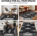 Rugshop Geometric Shag Runner Rug Anthracite Dark Gray and White 2' 3" x 8' Perfect for Hallways, Kitchens, or Behind The Sofa