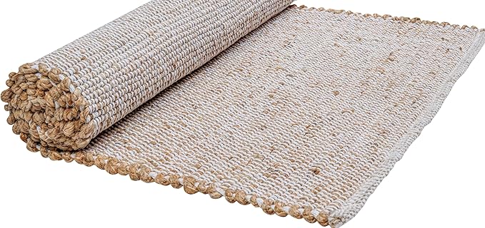 Savi Home Jute Cotton Hand Woven Area Runner Rug 2'x4.3', Natural Fibers, Rustic Farmhouse Style Rug, Vintage Bohemian Decor Rug for Bedroom, Dinning Room, Hallway, Office