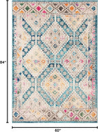 SAFAVIEH Madison Collection Area Rug - 5' x 7', Dark Blue & Yellow, Transitional Design, Slip Resistant & Stain Resistant, Ideal for High Traffic Areas in Living Room, Bedroom & Dining Room
