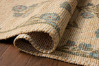 Loloi Chris Loves Julia Rue Collection RUE-04 Moss/Blue 5'-0" x 7'-6" Area Rug Jute Neutral Floral Living Room Bedroom Rug