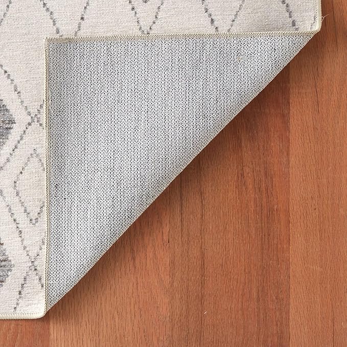 Dash & Albert Chandler Ivory Machine Washable Rug, 6 X 9 Feet, Ivory Geometric Pattern