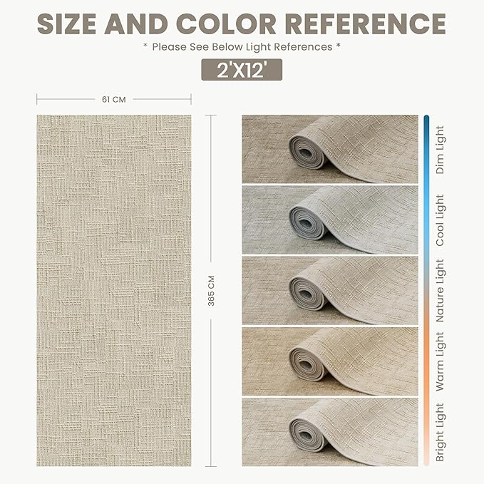 Art&Tuft 2x12 Runner Rug - Washable Runner Rugs, Non-Slip Runner Rug for Hallway, High Low Pile Textured Stripe 2x12 Rug Runner Throw Carpet for Entrance Bedroom Living Room Kitchen, Beige