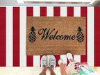 KOZYFLY Red White Striped Outdoor Rug 3x5 Ft Woven Christmas Area Rug Washable Front Door Rugs for Front Porch Kitchen Entryway Patio Dining Room Holiday Decor