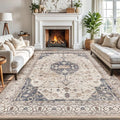 LUMI Washable Area Rug for Living Room, 4x6 Ultra Soft Traditional Rugs Non Slip with Rubber Backing, Low Profile, High Traffic, Stain Resistant Carpets, Ideal for Bedroom, Dining Room, Indoor