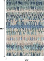 Dash & Albert Paint Chip Stone Hand Micro Hooked Wool Rug, 8.5 X 11.5 Feet, Blue/Green Geometric Pattern