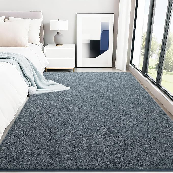 HQAYW 5x7 Area Rugs for Living Room Bedroom, Modern Thickened Memory Foam Soft Rug, Indoor Low Pile Minimalist Washable Non Slip Carpets for Kids Girls Boys Nursery Dorm Home Decor, Navy Blue
