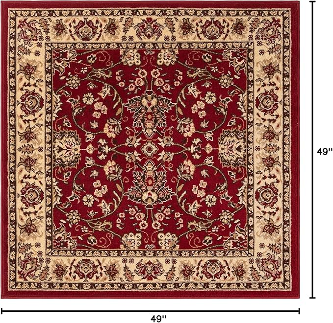Unique Loom Sialk Hill Collection Area Rug - Washington (4' Square Burgundy/Cream)