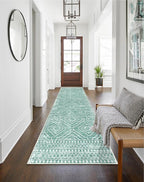 Wonnitar Moroccan Kitchen Runner Rug Washable Non-Slip, 2'6"x10' Mint Green Hallway Rugs, Boho Long Runner Rug for Entryway, Low Pile Soft Runner for Bathroom Laundry Entrance (Mint Green,2'6"x10')