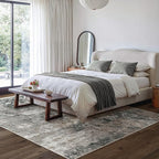 GENIMO Washable 6x9 Area Rugs for Living Room, Non Slip Modern Abstract Rug, Machine Washable Stain Resistant Low Pile Soft Carpet for Bedroom, Dining, Office, Black Grey