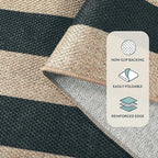 Lahome Striped Easy Jute Dining Room Rug, 6x9 Indoor Outdoor Rugs for Patio Living Room, Farmhouse Neutral Non Slip Low Pile Black Carpet for Bedroom Office Backyard Classroom