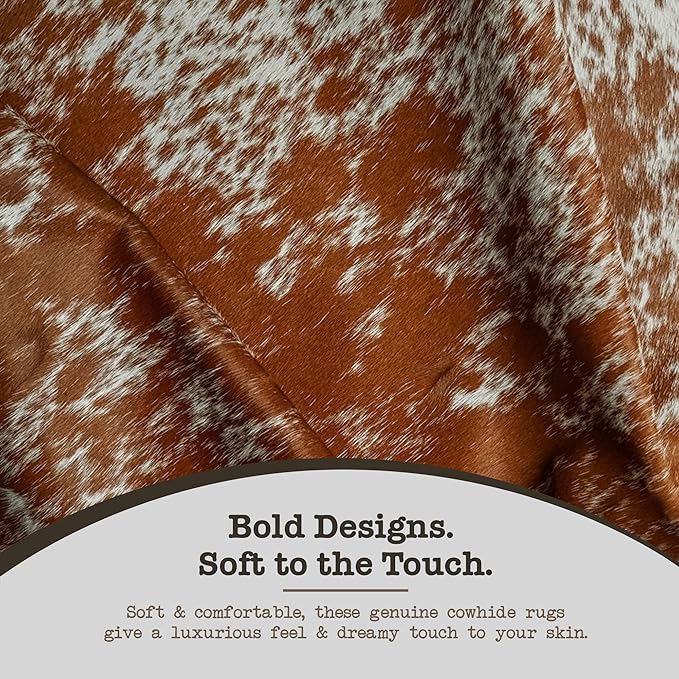 Genuine Cowhide Rug - Natural Leather Hide Rugs for Living Room & Area Rug for Bedroom - Real Cowhides Rug for Rustic Home Decor - Brown Speckled Cowhide Rugs Collection