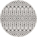 Unique Loom Outdoor Trellis Collection Area Rug - Tribal Trellis (3' 3" Round, Gray/ Black)