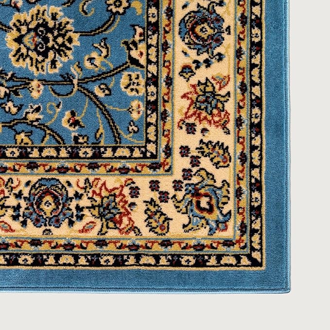 Rugs.com Yasmin Collection Rug – 8 Ft Square Light Blue Medium Rug Perfect for Living Rooms, Kitchens, Entryways