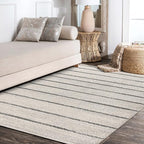 JONATHAN Y Williamsburg Minimalist Stripe Cream/Gray Indoor Area Rug, 8x10, Contemporary, Modern, Easy-Cleaning for Living Room, Bedroom, Kitchen, Pet Friendly, Non-Shedding (MOH201A-8)