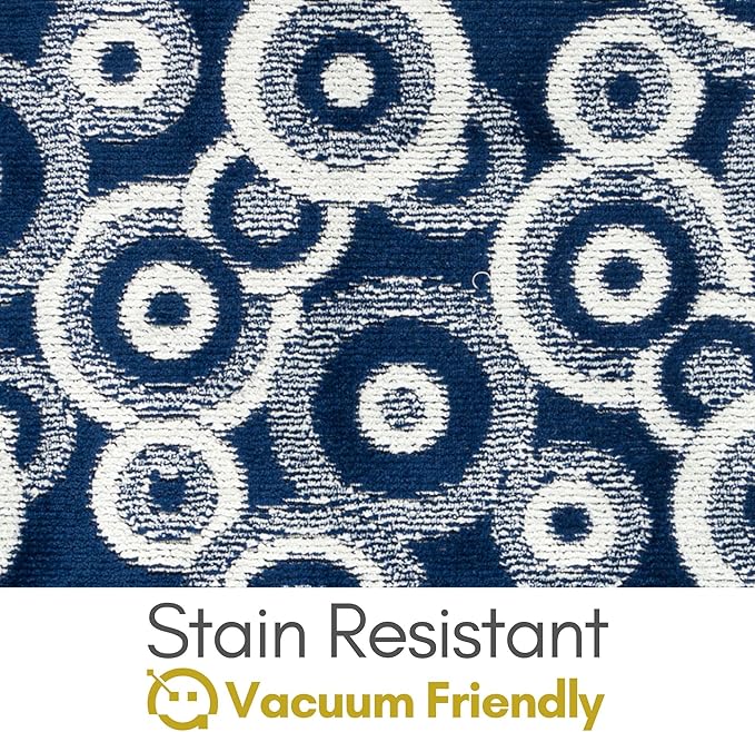 Custom Size Blue Hallway Runner Rug | Cut to Length 2'3" x 9' (Runner) | Non-Slip & Machine Washable | REMNAZ