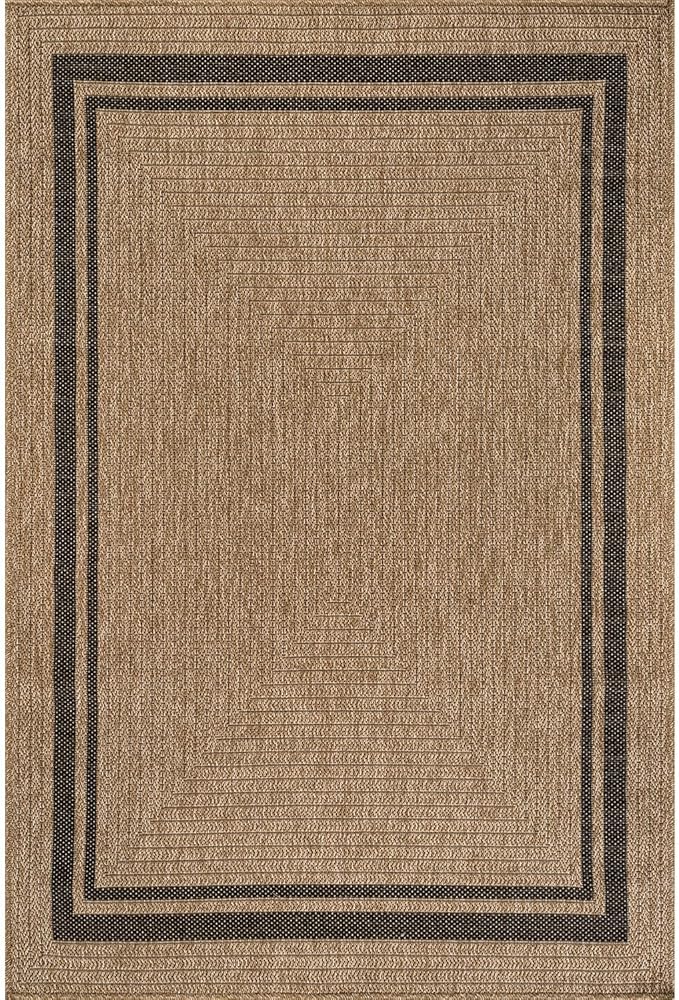 Beverly Rug Easy Jute Bordered Rug 5x7 Washable Durable Indoor Outdoor Area Rugs for Living Dining Room Patio Office Stain Resistant Non Shedding Casual Indoor Outside Carpet 5 x 7 Natural