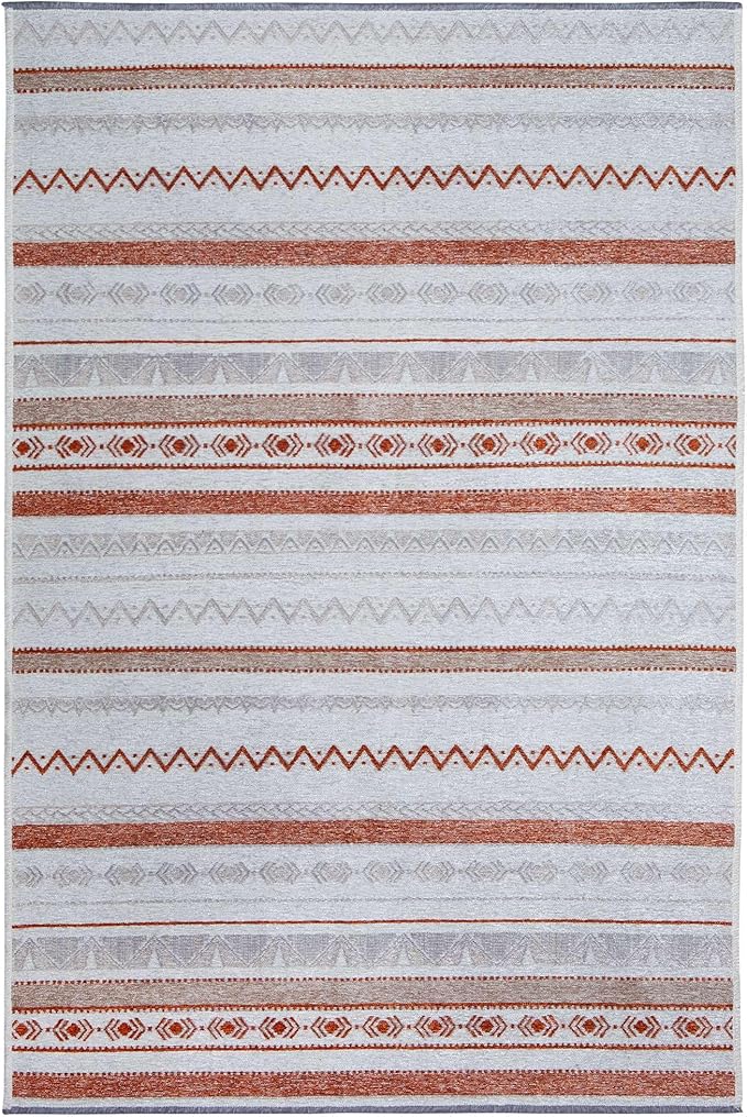 Alfa Rich 7x10 Beige Terracotta Washable Area Rugs for Living Room Bedroom Kitchen Cotton Decor Rug