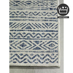 FH Home Flat Woven Outdoor Rug - Waterproof, Easy to Clean, Stain Resistant - Premium Polypropylene Yarn - Striped Boho - Patio, Porch, Deck, Balcony - Amman - Blue - 5ft 2in x 7ft 6in