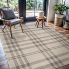 CAMILSON Easy Jute Rug 6x9, Indoor Outdoor Off-White Color Fiber Area Rugs for Entry, Living Room and Farmhouse Rug, Checkred Boho Woven Design, Easy-Cleaning, Washable Outside Carpet (6 x 9)
