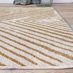 Alfa Rich 3x5 Geometric Gold Off White Washable Area Rugs for Living Room Bedroom Cotton Runner