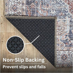 Bloom Rugs Washable Non-Slip 6' x 9' Rug - Red/Blue Traditional Medallion Area Rug for Living Room, Bedroom, Dining Room, and Kitchen - Exact Size: 6' x 9'