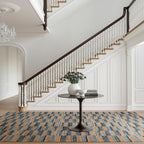 Dash & Albert Ravel Stripe Blue Machine Washable Rug, 5 X 8 Feet, Tan/Blue Stripe Pattern