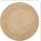 REDEARTH · Round Area Rug - 3 Feet Braided Natural Jute with Non-Skid Backing - Handwoven Boho Rug for Bedroom, Kitchen, Living Room - Farmhouse Aesthetic Home Decor - Durable Handmade Rug, Set of 2